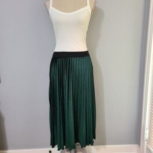 Allegra K Women's High Elastic Waist Velvet Pleated Swing Midi‎ Skirt XS